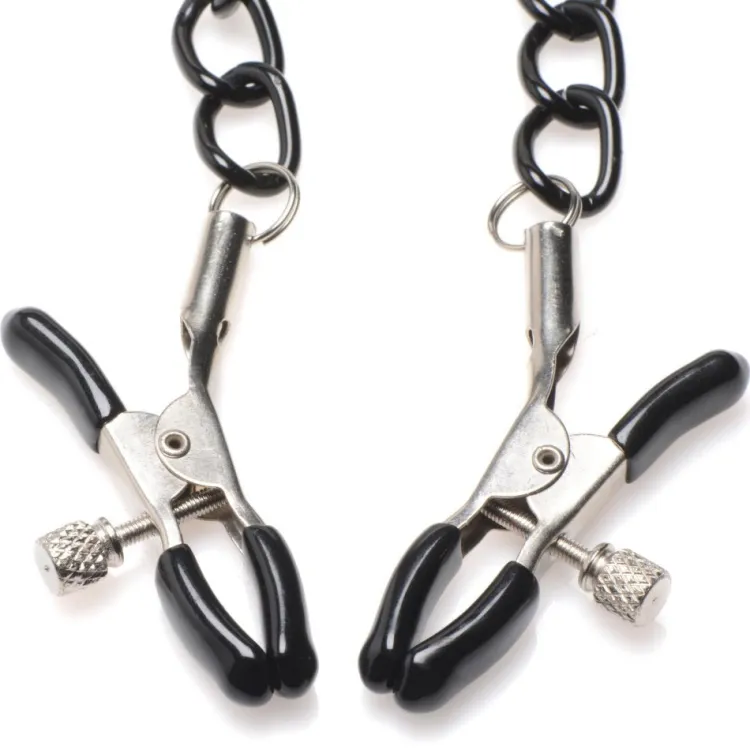 Master Series Leashes & Collars | Nipple Clamps & Stimulators>Adjustable Collar with Nipple Clamps