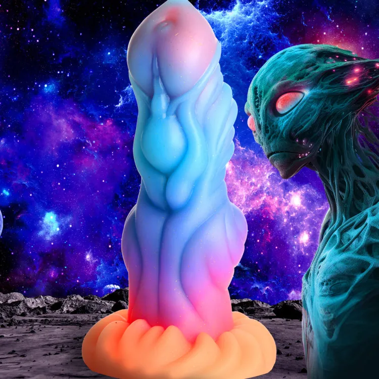 Creature Cocks Silicone Dildos>Alien Invader Glow-In-The-Dark Silicone Dildo