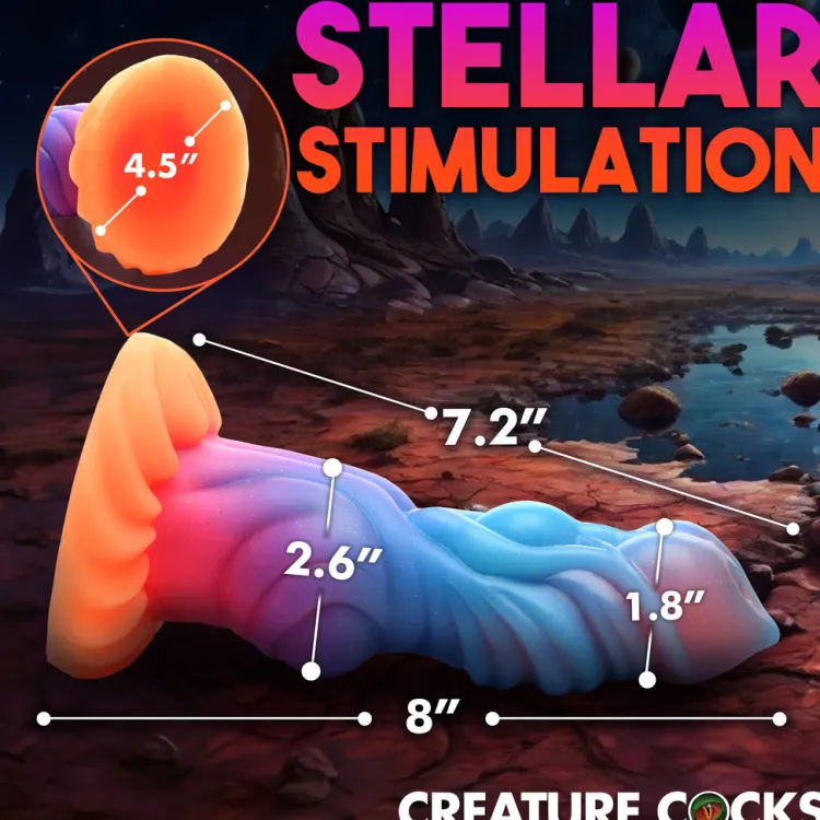 Creature Cocks Silicone Dildos>Alien Invader Glow-In-The-Dark Silicone Dildo