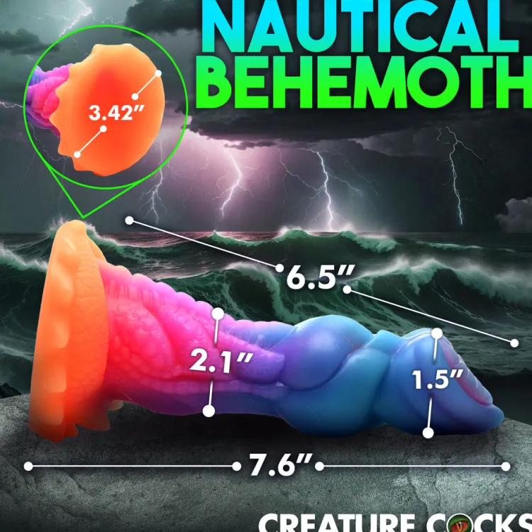Creature Cocks Silicone Dildos>Aqua-Cock Glow-in-the-Dark Silicone Dildo