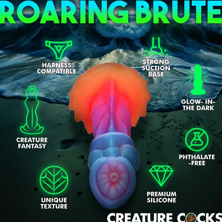 Creature Cocks Silicone Dildos>Aqua-Cock Glow-in-the-Dark Silicone Dildo