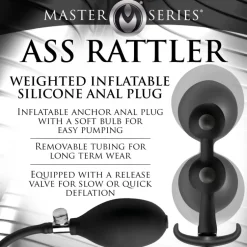 Master Series Unique Anal Toys | Large Butt Plugs>Ass Rattler Weighted Inflatable Silicone Anal Plug