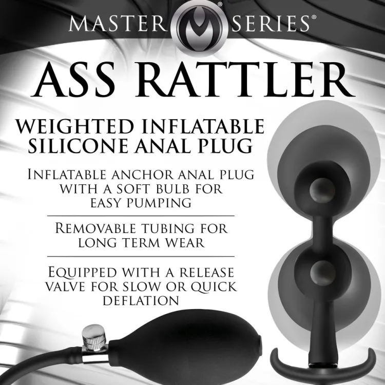 Master Series Unique Anal Toys | Large Butt Plugs>Ass Rattler Weighted Inflatable Silicone Anal Plug