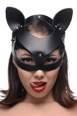 Master Series Vibrating Panties & Lingerie | Ball Gags & Mouth Restraints>Bad Kitten Leather Cat Mask