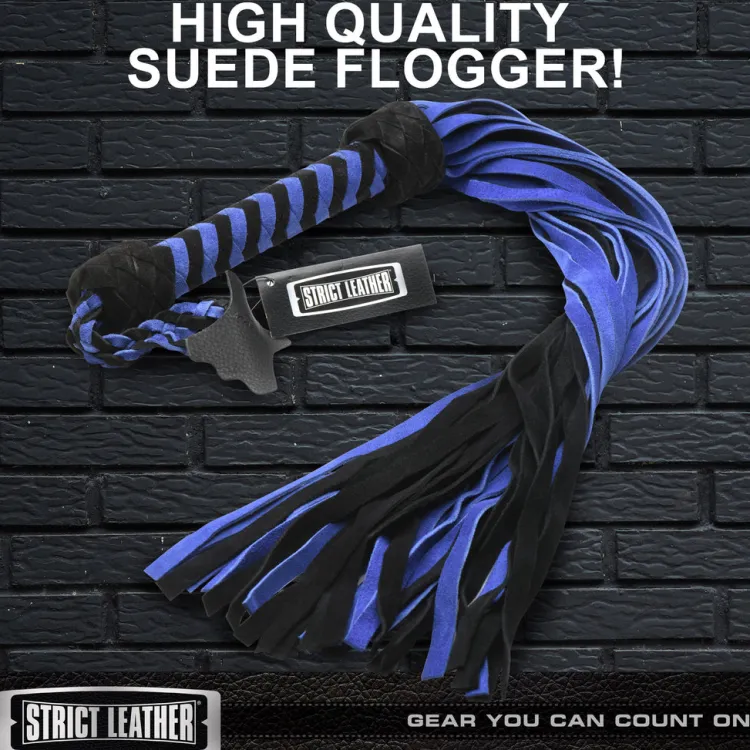 Strict Leather Impact: Whips, Crops & Spankers>Black and Blue Suede Flogger