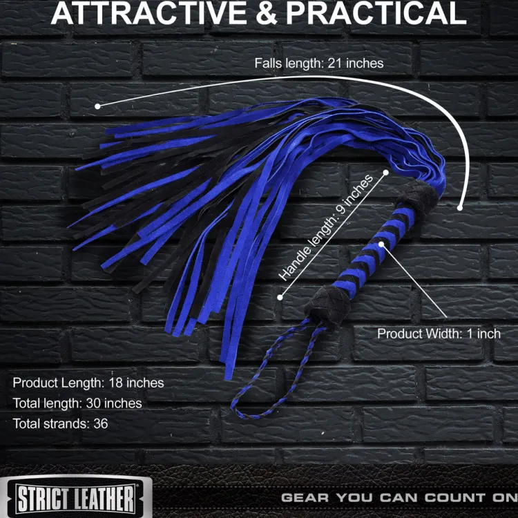 Strict Leather Impact: Whips, Crops & Spankers>Black and Blue Suede Flogger