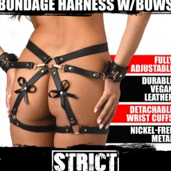 STRICT Vibrating Panties & Lingerie | Masks & Dress-Up Accessories>Black Bondage Thigh Harness with Bows