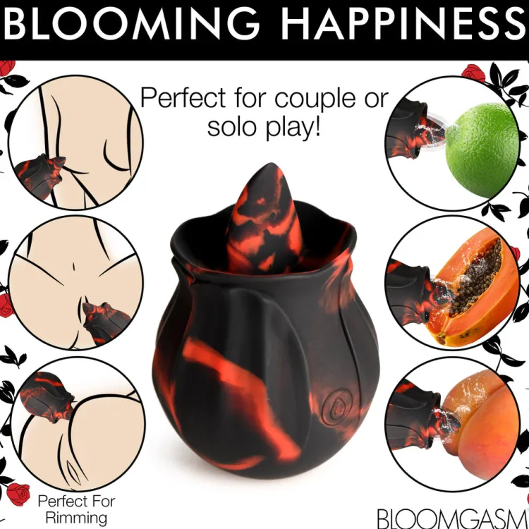Bloomgasm Silicone Vibrators | Waterproof Vibrators>Black Kiss Rimming Rose
