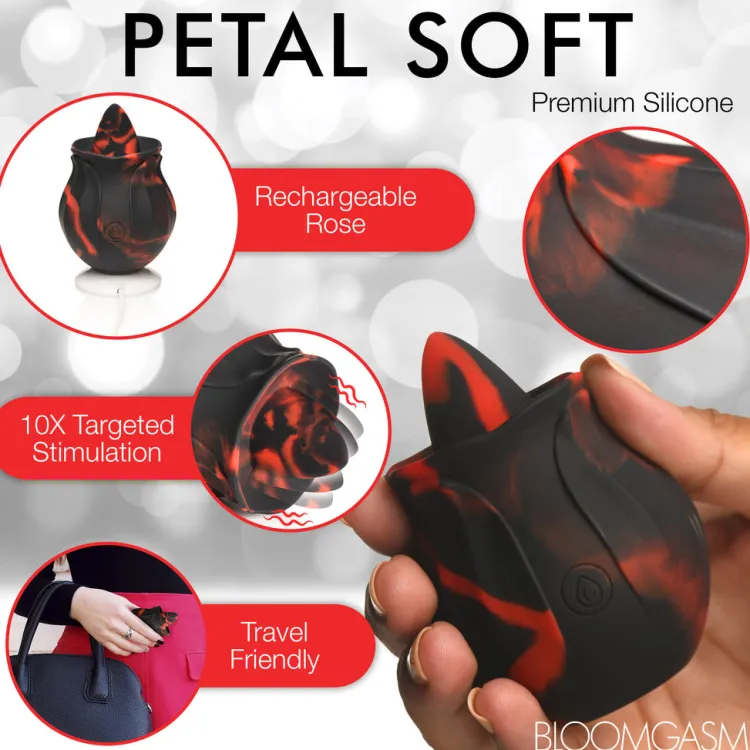 Bloomgasm Silicone Vibrators | Waterproof Vibrators>Black Kiss Rimming Rose