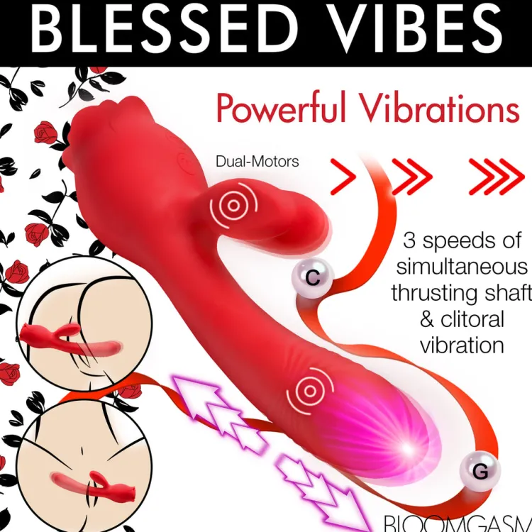 Bloomgasm Rabbit & Dual Stimulation Vibrators | Rechargeable Vibrators>Blooming Bunny Sucking & Thrusting Silicone Rabbit Vibrator