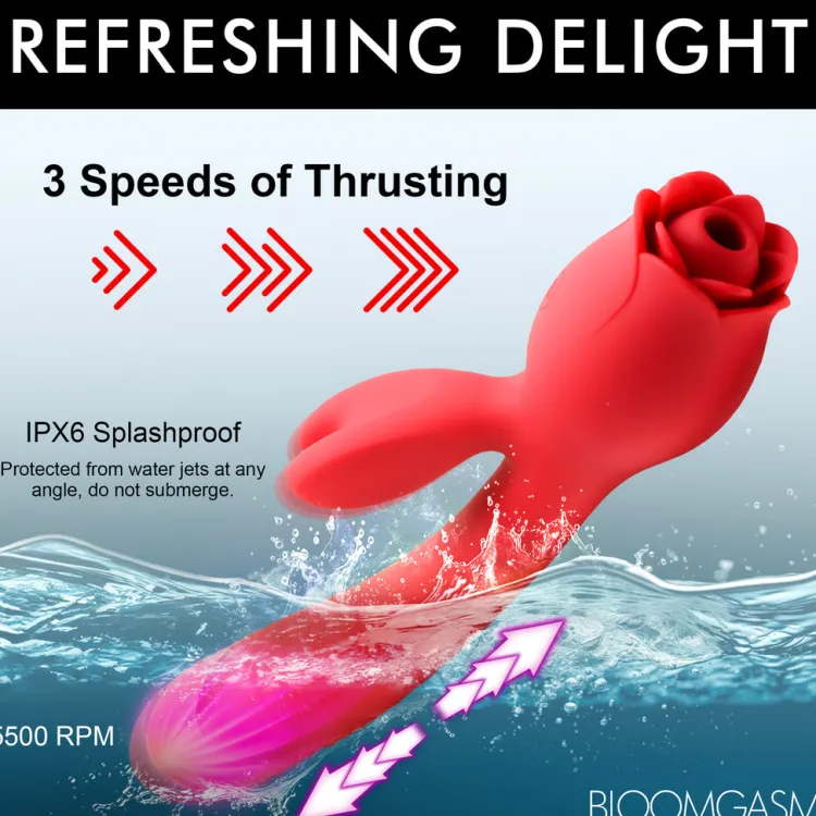 Bloomgasm Rabbit & Dual Stimulation Vibrators | Rechargeable Vibrators>Blooming Bunny Sucking & Thrusting Silicone Rabbit Vibrator