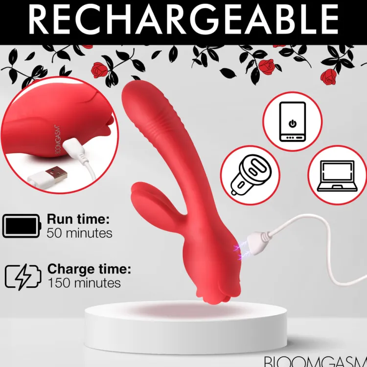 Bloomgasm Rabbit & Dual Stimulation Vibrators | Rechargeable Vibrators>Blooming Bunny Sucking & Thrusting Silicone Rabbit Vibrator