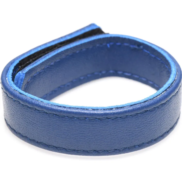 Strict Leather Penis Rings>Blue Leather Penis Ring with Velcro