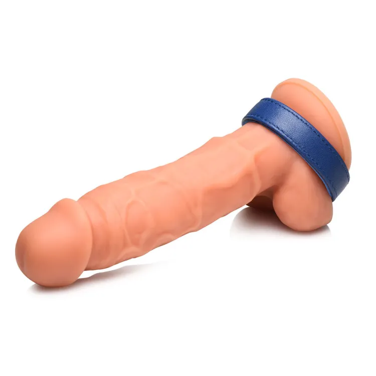 Strict Leather Penis Rings>Blue Leather Penis Ring with Velcro