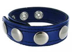 Strict Leather Penis Rings>Blue Leather Speed Snap Cock Ring