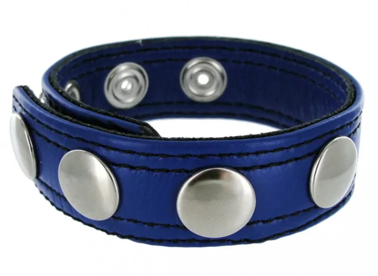 Strict Leather Penis Rings>Blue Leather Speed Snap Cock Ring