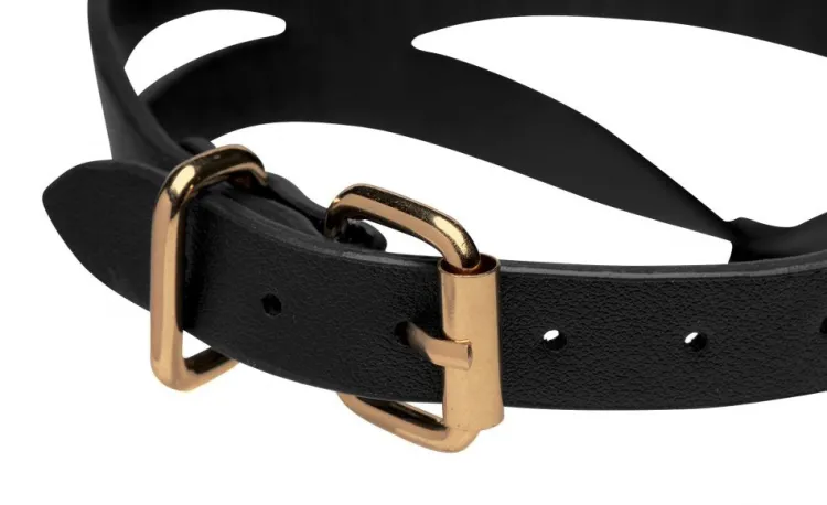 Master Series Leashes & Collars>Bondage Baddie Black and Gold Collar with O-Ring