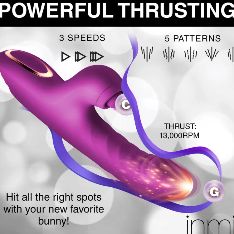 Inmi Luxury Toys | Rabbit & Dual Stimulation Vibrators>Bumping Bunny Thrusting & Pulsing Silicone Rabbit Vibrator