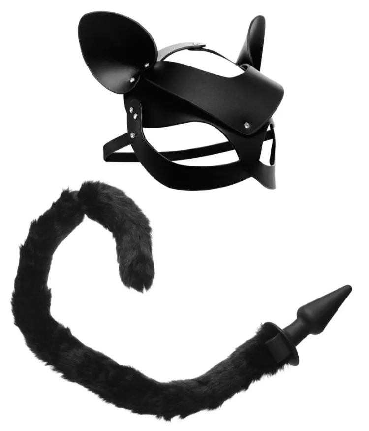 Tailz Ball Gags & Mouth Restraints | Masks & Dress-Up Accessories>Cat Tail Anal Plug and Mask Set