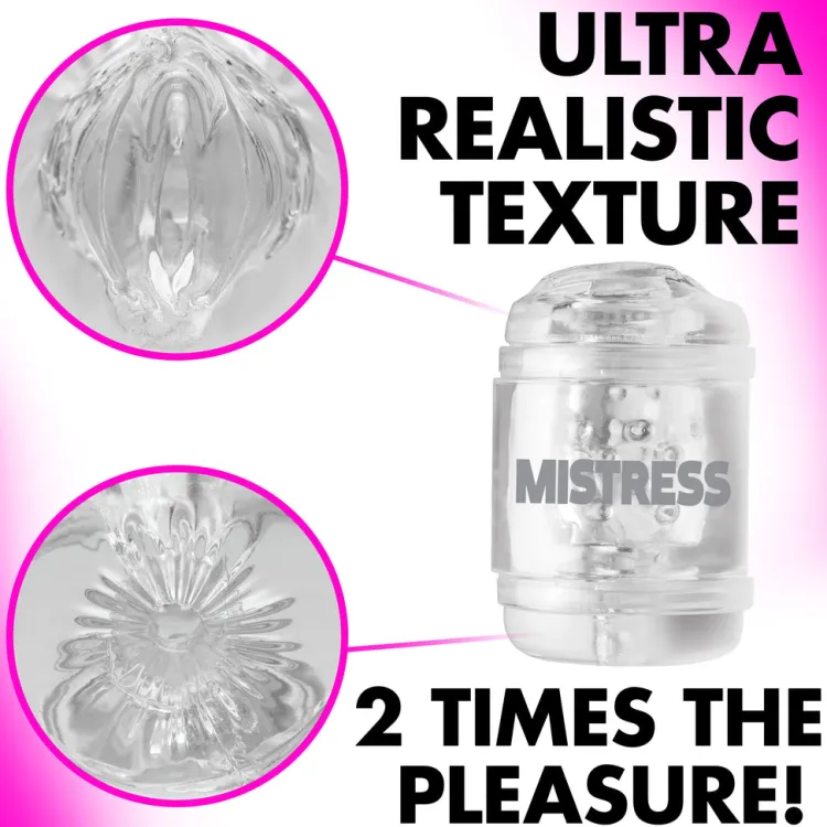 Mistress Mouth Masturbators | Pocket Pussy & Porn Star Masturbators>Clear Double Shot Male Masturbation Stroker