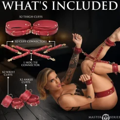 Master Series Wrist & Ankle Cuffs>Crimson Captive Thigh, Wrist and Ankle Hog Tie Restraints