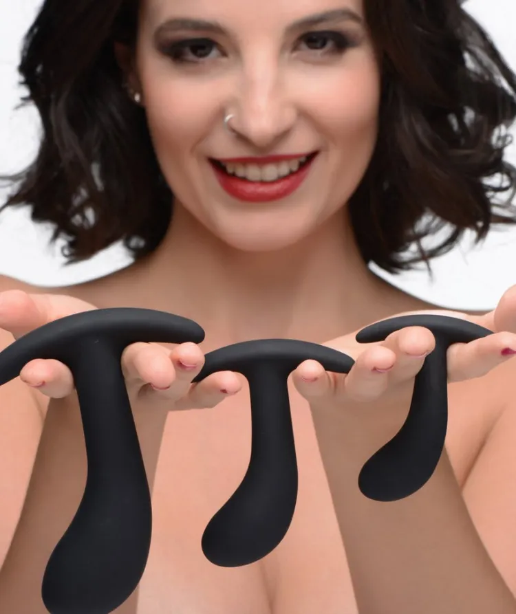 Master Series Anal Starter Toys | Unique Anal Toys>Dark Delights 3 Piece Curved Anal Trainer Set