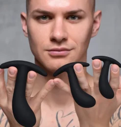 Master Series Anal Starter Toys | Unique Anal Toys>Dark Delights 3 Piece Curved Anal Trainer Set