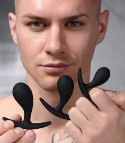 Master Series Butt Plugs | Anal Starter Toys>Dark Droplets 3 Piece Curved Anal Trainer Set