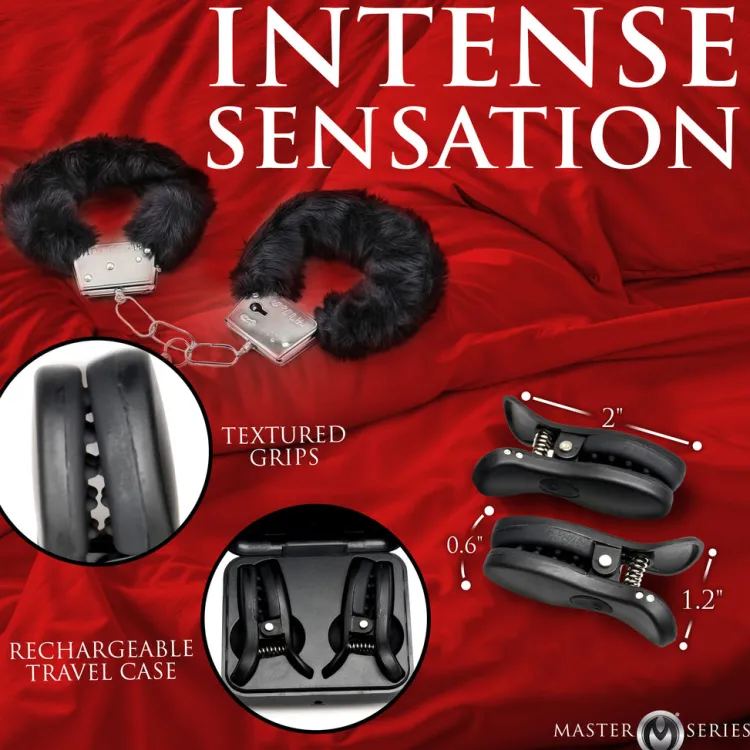 Master Series Nipple Clamps & Stimulators | Female Enhancement>Dark Grip Wireless Vibrating Nipple Clamps