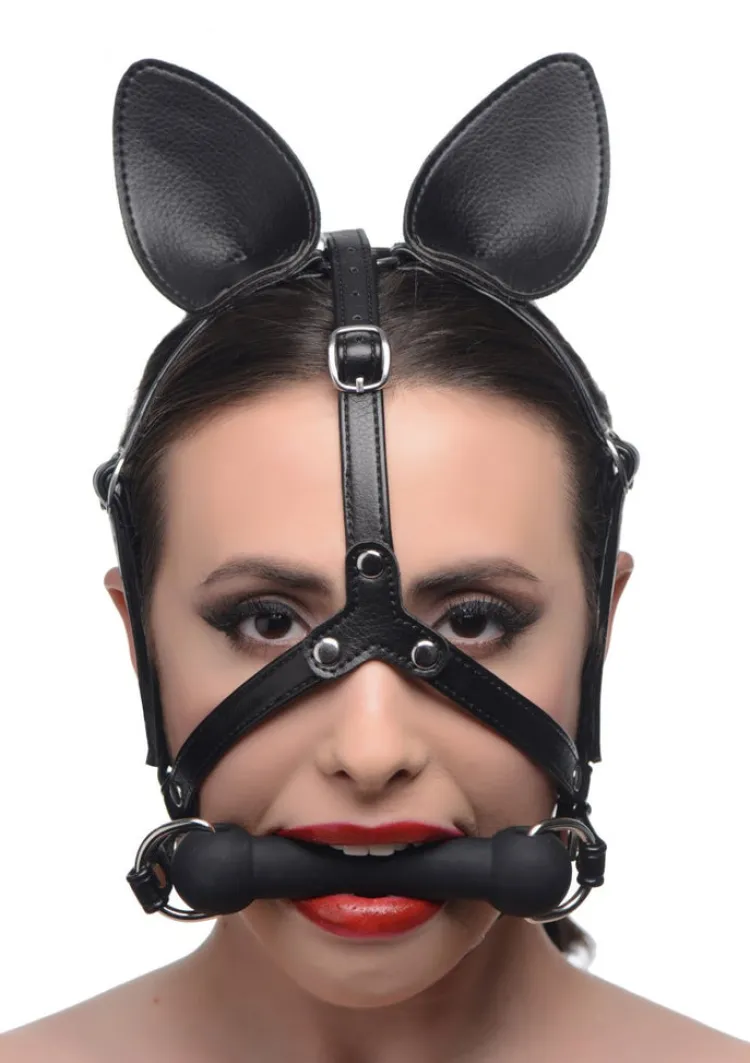 Master Series Ball Gags & Mouth Restraints | Masks & Dress-Up Accessories>Dark Horse Pony Head Harness with Silicone Bit