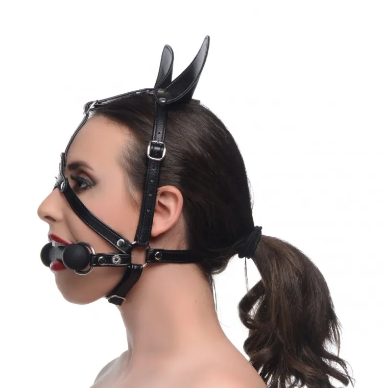 Master Series Ball Gags & Mouth Restraints | Masks & Dress-Up Accessories>Dark Horse Pony Head Harness with Silicone Bit