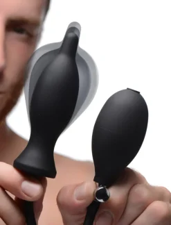 Master Series Unique Anal Toys | Butt Plugs>Dark Inflator Silicone Inflatable Anal Plug