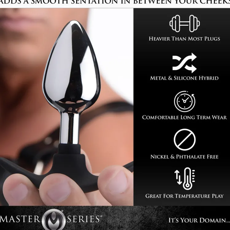 Master Series Butt Plugs | Aluminum & Steel Dildos & Insertables>Dark Invader Metal and Silicone Anal Plug