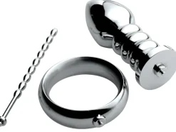 Zeus Electrosex Electro Sex | Aluminum & Steel Dildos & Insertables>Deluxe Series Voltaic For Him Stainless Steel Male E-stim Kit
