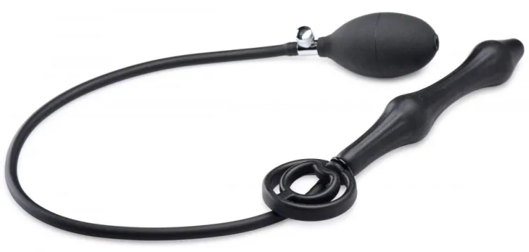 Master Series Unique Anal Toys | Butt Plugs>Devils Rattle Inflatable Silicone Anal Plug with Cock and Ball Ring