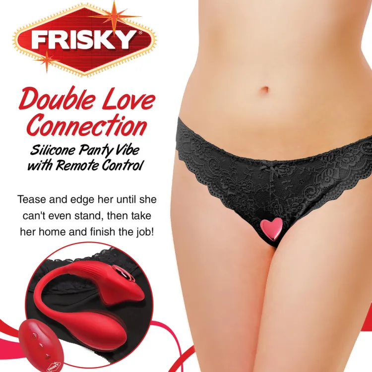 Frisky Wearable & Panty Vibrators | Bullet & Egg Vibrators>Double Love Connection Silicone Panty Vibe with Remote Control