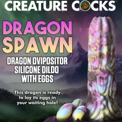 Creature Cocks Silicone Dildos | Non-Representational Dildos>Dragon Spawn Ovipositor Silicone Dildo with Eggs