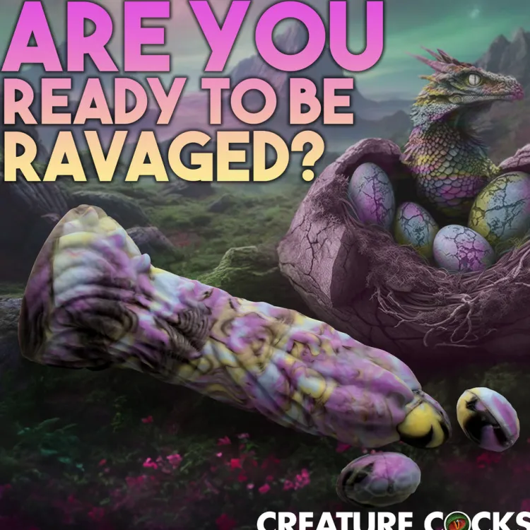 Creature Cocks Silicone Dildos | Non-Representational Dildos>Dragon Spawn Ovipositor Silicone Dildo with Eggs