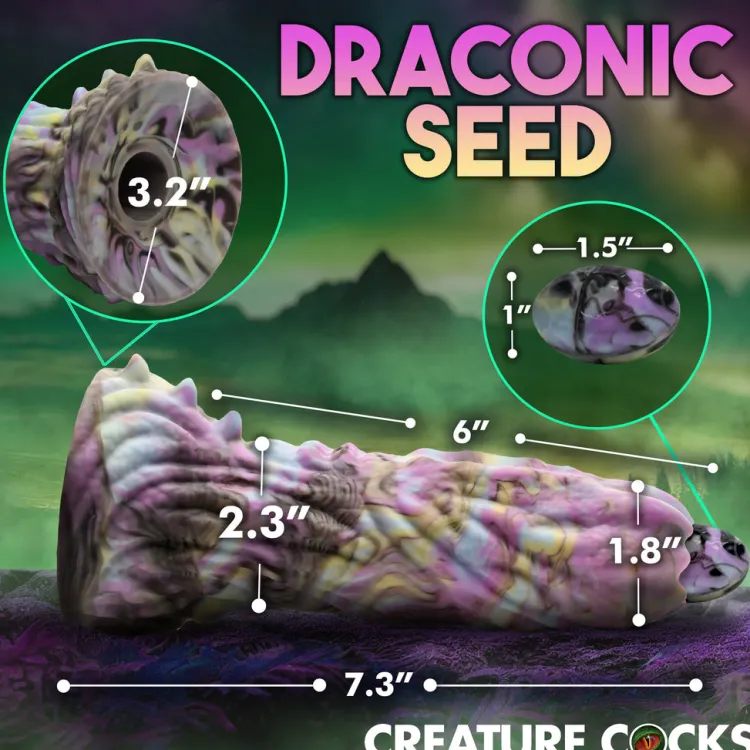 Creature Cocks Silicone Dildos | Non-Representational Dildos>Dragon Spawn Ovipositor Silicone Dildo with Eggs