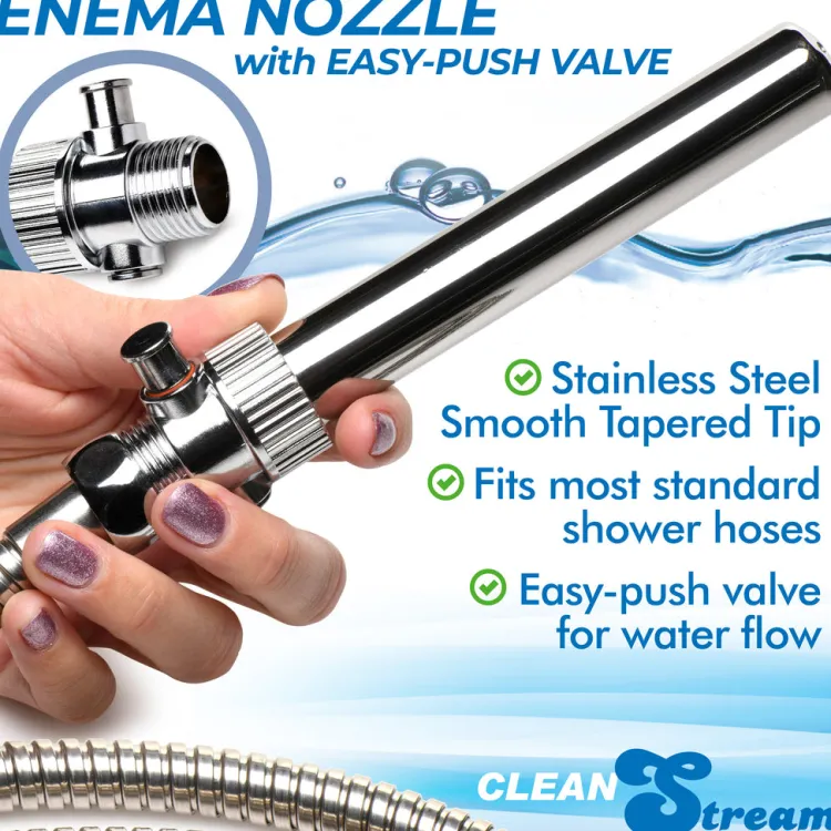 Clean Stream Anal Douches & Enemas | Aluminum & Steel Dildos & Insertables>Enema Nozzle with Quick Shut Off/On Valve