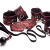 Frisky Starter Bdsm & Bondage Kits | Wrist & Ankle Cuffs>Lacy Red 5 Piece Bondage Set