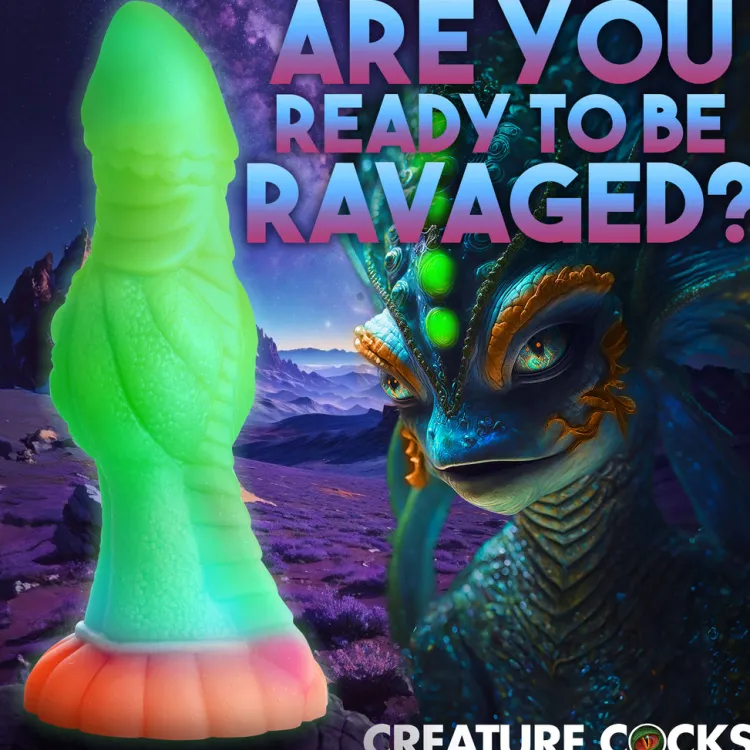 Creature Cocks Silicone Dildos | Large Dildos>Galactic Cock Alien Creature Glow-in-the-Dark Silicone Dildo
