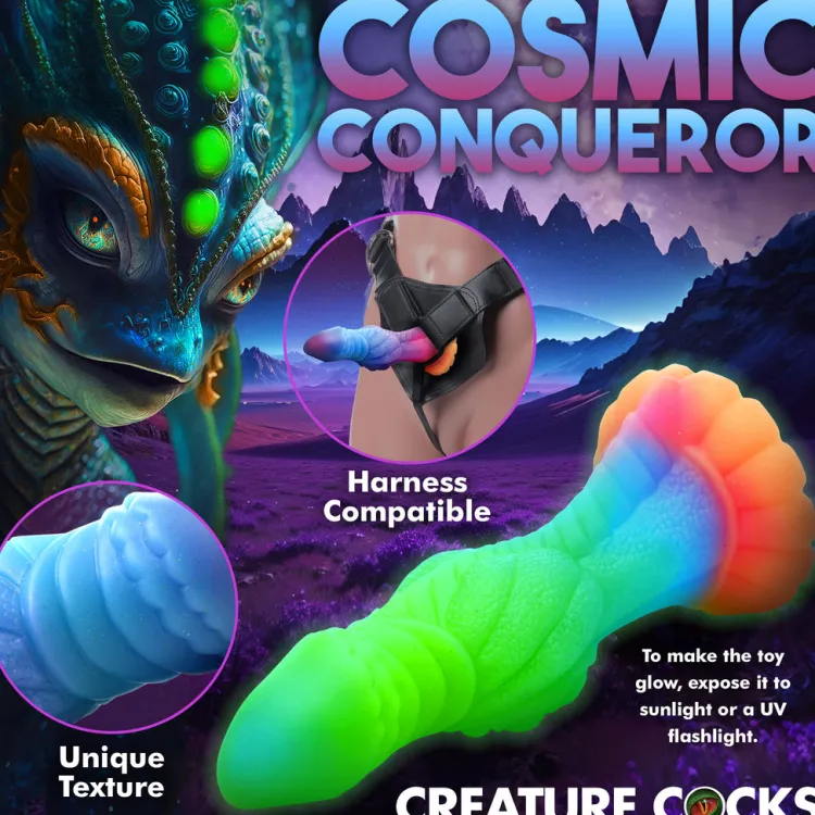 Creature Cocks Silicone Dildos | Large Dildos>Galactic Cock Alien Creature Glow-in-the-Dark Silicone Dildo