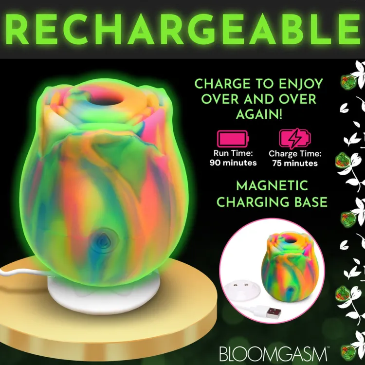Bloomgasm Silicone Vibrators | Waterproof Vibrators>Glow Rose Glow-in-the-Dark Clitoral Stimulator