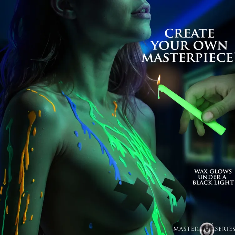 Master Series Sensation Play, Tools & Accessories>Glow Wax UV Blacklight Reactive Drip Candles Set of 4