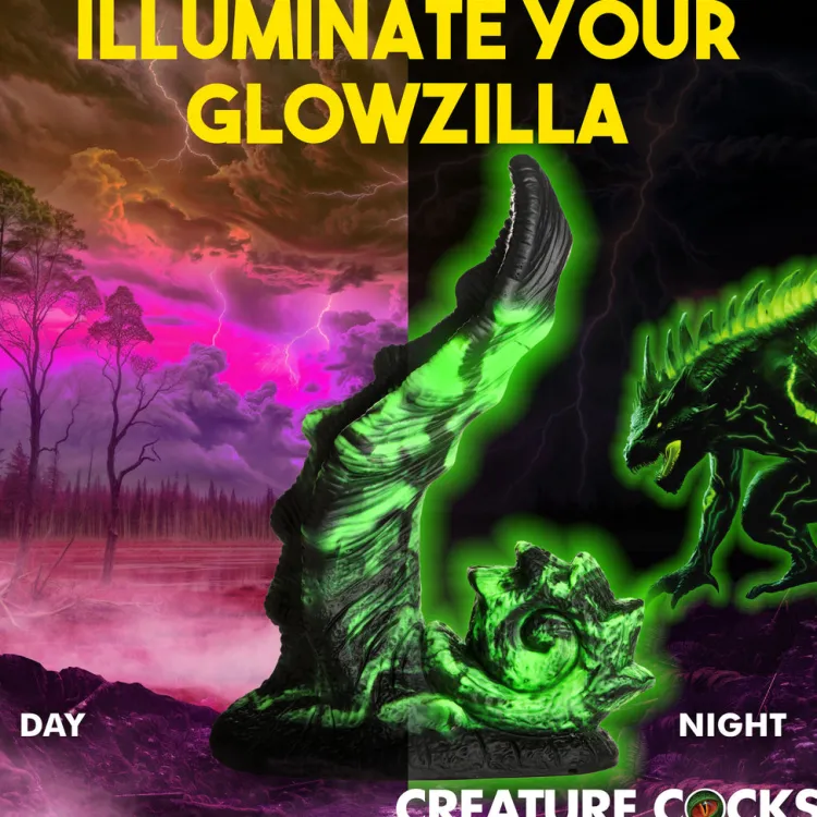 Creature Cocks Silicone Dildos | Non-Representational Dildos>Glowzilla Glow-In-The-Dark Silicone Dildo
