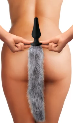 Tailz Sensation Play, Tools & Accessories | Butt Plug Tails>Grey Wolf Tail Anal Plug and Ears Set