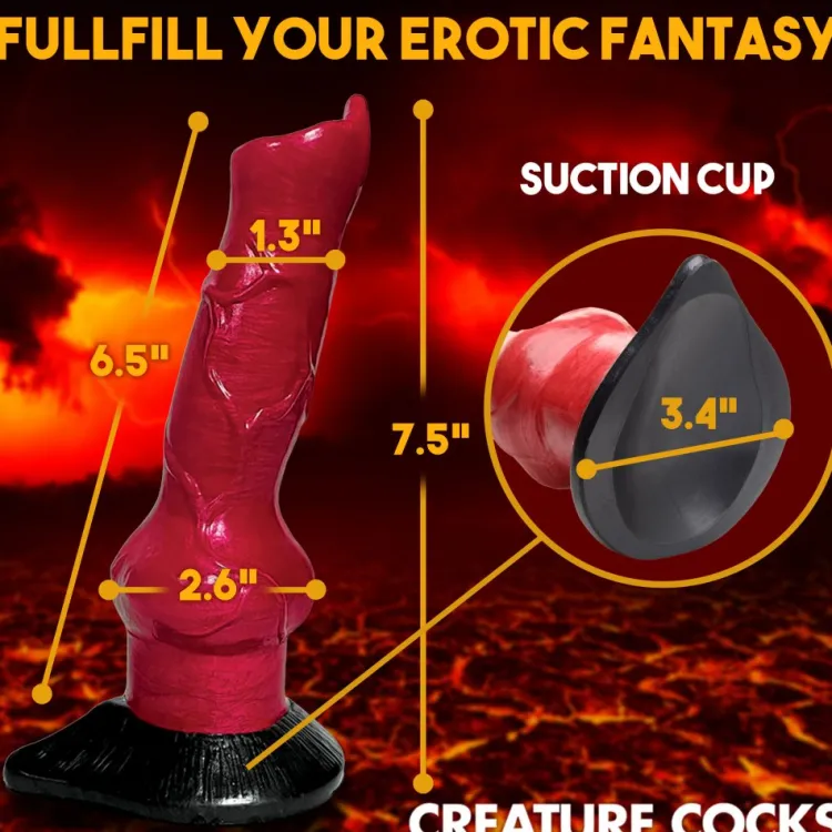 Creature Cocks Silicone Dildos | Harness Compatible Dildos>Hell-Hound Canine Penis Silicone Dildo