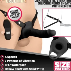 Size Matters Penis Extenders & Sleeves>2 Inch Erection 28X Realistic Vibrating Silicone Penis Sheath with Remote