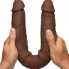 Jock Silicone Dildos | Double Ended & Penetration Dildos>Real Skin 17.75" Double Dildo